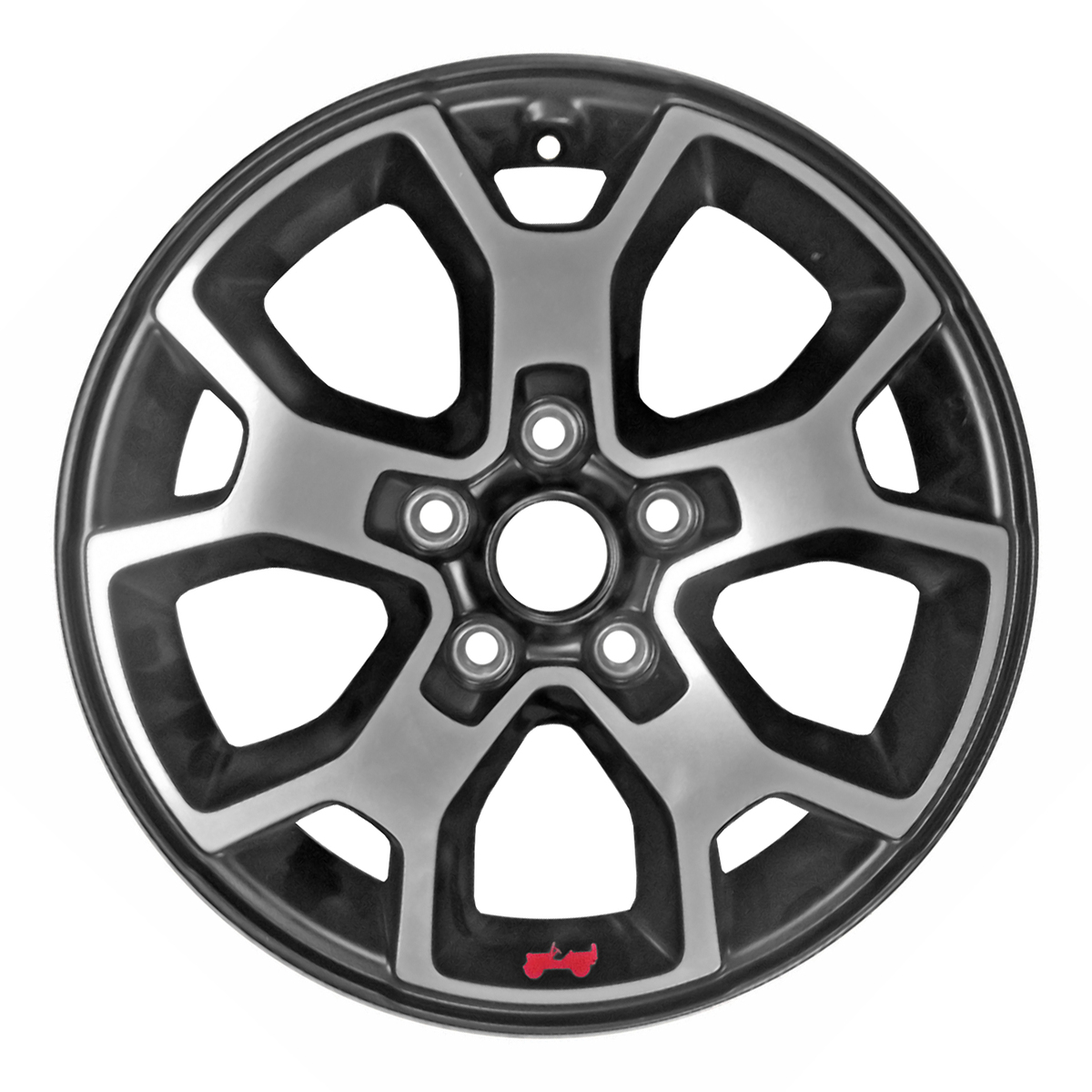 ALY09218U90 OEM Factory Wheel 17" 5x5.0 Polished Black With Red Sticker